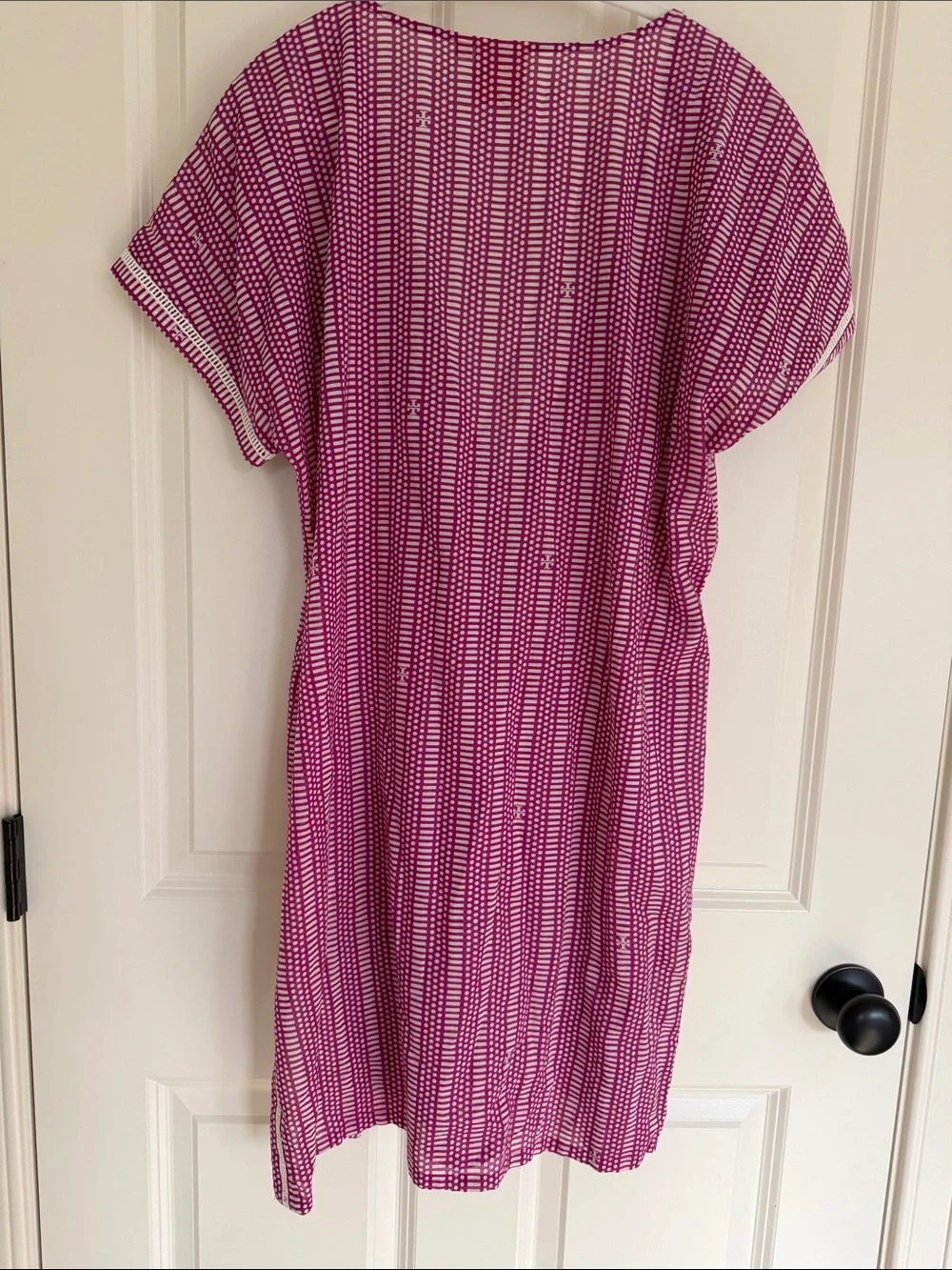 Tory Burch Magenta Geometric Drawstring Cover Up
